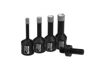 Набор алмазных коронок VB DEDRA DED1592SZ01 4шт: 6,8,10,12мм, адаптер HEX (DED1592SZ01)