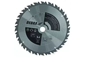 DEDRA HL35024 24 зуба дисковая пила по дереву с твердым сплавом, диаметр 350x30 мм, ограничитель подачи, вилка (HL35024)