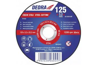 Диск отрезной стальной F1312 выпуклый 125x3,2x22,2мм DEDRA (F1312)