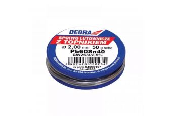Припой с флюсом, связующий припой DEDRA 31L42005 2,0мм, 50г, 40%SN, Pb60Sn40 (31L42005)