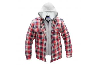 Утепленная фланелевая куртка с капюшоном DEDRA BH63KF-S размер S (BH63KF-S)