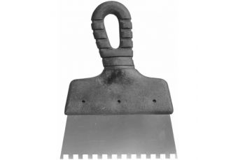 Nerusejoša terauda špaktellapstina gipsim 150mm ar zobiem 8x8 plastmasas rokturis (ZP150N/8)