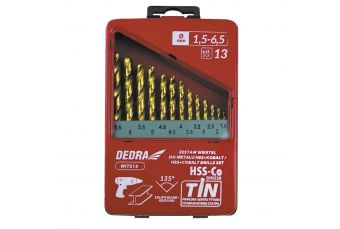 Набор сверл по металлу, кобальт DEDRA WITS13 HSS+кобальт+TiN, 135°, 13шт (WITS13)