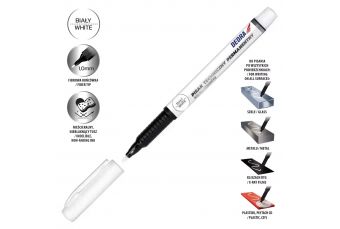 Перманентный маркер-ручка DEDRA M89Z21 белый 1мм, 1шт (M89Z21)