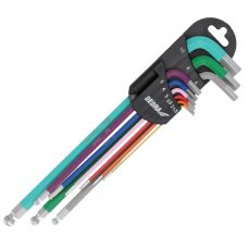 Набор из 9шт шестигранных гаечных ключей с шариком сверхдлинных DEDRA 06F215 набор из 9шт, цвет 1.5-10мм, S2 (06F215)