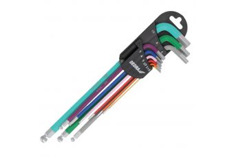 Набор из 9шт шестигранных гаечных ключей с шариком сверхдлинных DEDRA 06F215 набор из 9шт, цвет 1.5-10мм, S2 (06F215)