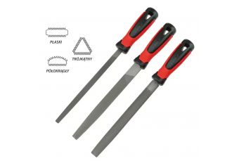 DEDRA 06C006 200 мм Набор из 3 шт. плоских, полукруглых и круглых металлических напильников (06C006)