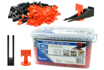 Система выравнивания плитки - 100 клиньев + 700 зажимов 1,5 мм (G00436)