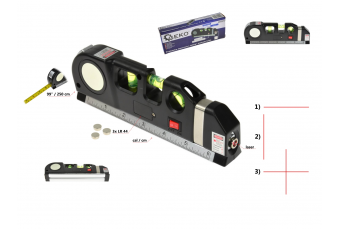 Многофункциональный лазерный нивелир с измерительной лентой 2,5м (G03310)