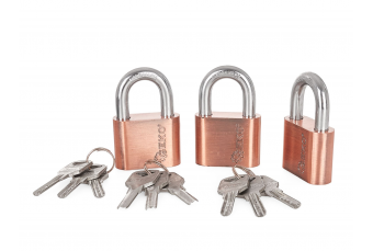 Комплект никелированных навесных замков в системе одного ключа 50мм 3шт. (Г01306)