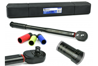 Динамометрический ключ 1/2" 28-210нм + головки алюминиевые 3шт. (G10068)