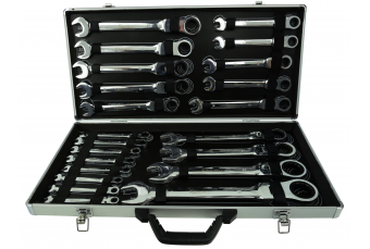 НАБОР КОМБИНИРОВАННЫХ КЛЮЧЕЙ С ТРЕЩОТКОЙ CRV 22шт. 6-32 ММ (G10342)