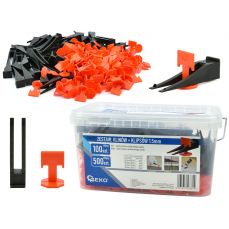 Flīžu izlīdzināšanas sistēma - 100 ķīļi + 500 1.5mm skavas (G00435)