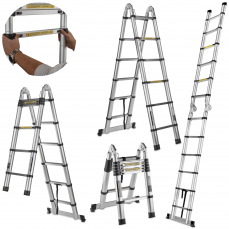 Алюминиевая шарнирно-сочлененная телескопическая лестница 3,8м 150кг (G02448)