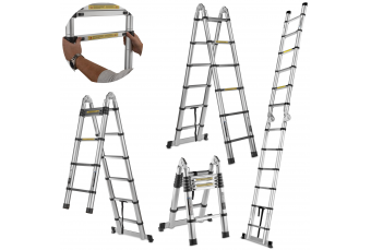 Алюминиевая шарнирно-сочлененная телескопическая лестница 3,8м 150кг (G02448)