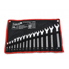 Комплект комбинированных гаечных ключей 15шт. 6-27 мм CRV-CS (сатин) (T00655)
