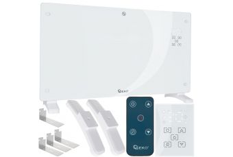 Конвекторный обогреватель из белого стекла с ЖК-дисплеем, пультом дистанционного управления и WiFi 2500 Вт (G80446)