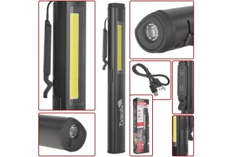 COB светодиодная магнитная инспекционная лампа для осмотра 5 Вт + 3 Вт УФ-лазер 800 мАч 400 лм IP44 (T00952)