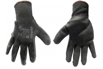 Cotton Work Gloves s.9 with Crinkled Latex Palm Coating, Knit Wrist (black) (G73572)