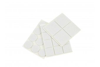 Войлочные накладки для мебельного гарнитура (белые) – круглые 25мм и прямоугольные 25х25мм + 40х40мм 28шт. (G29815)