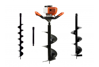 Бензиновая грунтовая буровая установка + сверла (10 см, 20 см, 30 см) + адаптер 50 см (1/4) (G84020)