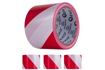 Лента сигнальная белая и красная 100м x 75мм (G01827)