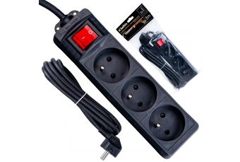 Электрический удлинитель - удлинитель черный 3 розетки 3м (K00245B-C)