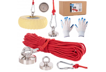 Neodymium magnet 170 kg - set with a 20-meter rope and gloves (G02427)