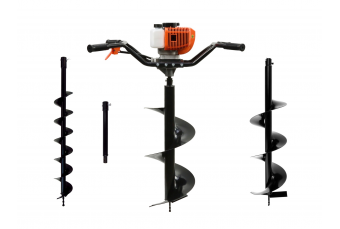 Бензиновая грунтовая буровая установка (2 чел.) + сверла (10 см, 20 см, 30 см) + адаптер 50 см (G84021)