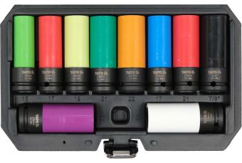 Набор тонкостенных ударных торцевых головок с защитой | 12,5 мм (1/2") | 10 шт. (YT-10564)