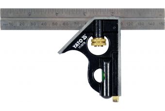 Многофункциональный уголок металлический 150 мм с прямым углом и уровнем 45 | 90˚ (YT-70770)