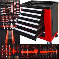 Инструментальный шкаф на роликах | 7 ящиков | 1 боковая дверца | 250 инструментов (H7007)