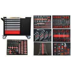 Инструментальный шкаф на роликах | с инструментами | 7 ящиков / 1 дверца | 298 инструментов (H70078)