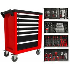 Шкаф для инструментов на роликах | 7 ящиков | 1 боковая дверца | с инструментами (H7006)
