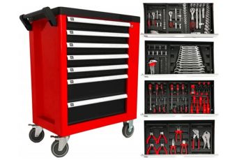 Шкаф для инструментов на роликах | 7 ящиков | 1 боковая дверца | с инструментами (H7006)
