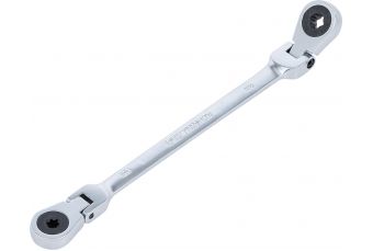 Накидной гаечный ключ с двойной трещоткой | регулируемый | с кольцевыми головками E-типа | Е6 х Е8 (71028-6X8)