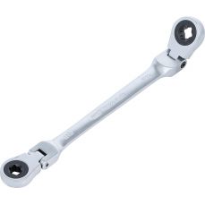 Накидной гаечный ключ с двойной трещоткой | регулируемый | с кольцевыми головками E-типа | Е10 х Е12 (71028-10X12)