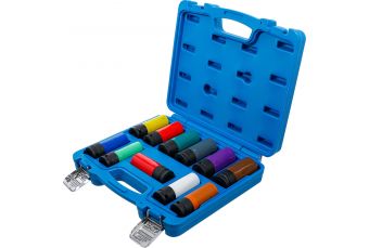 Aizsarg muciņu komplekts | 12,5 mm (1/2")| 15 - 27 mm un citas īpašas riteņu galvas | 11 gab. (74254)