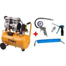 КОМПЛЕКТ: Компрессор 24л, 220В + Набор пневмоинструмента 3 пр. (JN750+)