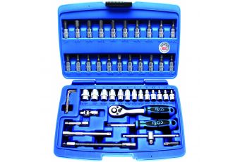 Набор торцевых головок с трещоткой Colin, размеры 1/4", 46 деталей BGS-Technic (2141)