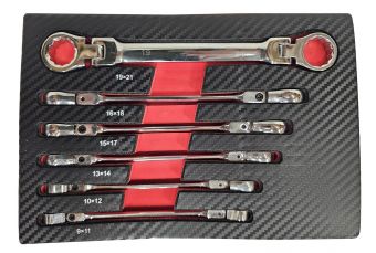 Kilpinių dvipusių raktų rinkinys | šarnyriniai | 9 - 21 mm | 6 vnt. (FDS6)