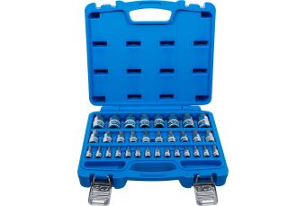 Sprauslu komplekts | 6,3 mm (1/4) / 10 mm (3/8") / 12,5 mm (1/2") | sešstūris 2 - 19 mm / 1/4–9/16" | Metriskie un collu izmēri | 32 gab. (74258)