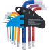 Набор гаечных ключей L-образного типа | разноцветный | короткая | Шестигранник | с шаровой головкой 1,5 - 10 мм | 9 шт. (74451Б)