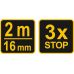 Measuring tape yellow - black 2mx16mm (10122)