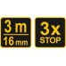 Mērlente dzeltenmelna 3mx16mm (10123)
