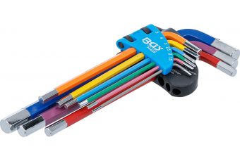 Набор гаечных ключей L-образного типа | разноцветный | длинная | внутренний шестигранник 1,5 - 10 мм | 9 шт. (74455В)