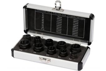 Twist socket set 10 pcs, long (YT-06031)