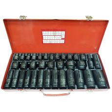 Набор ударных длинных и коротких головок | CR-MO | 12,5 мм (1/2") | 8-32 мм | 35 шт. (SS35M)