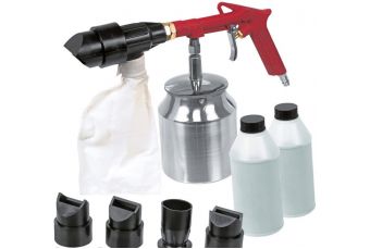 Smilšu strūklas pistoles, 4 nomaināmas sprauslas, 2 kannas (2 kg) smilšu (LD-05-1000)