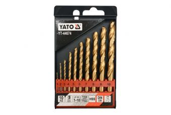 Twist drill bit set hss-tin 10pcs 1-10mm (YT-44674)
